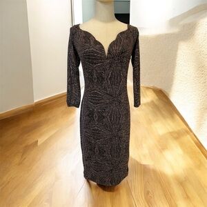 NWT Iris Black and Brown Long Sleeve Dress with SPARKLES!